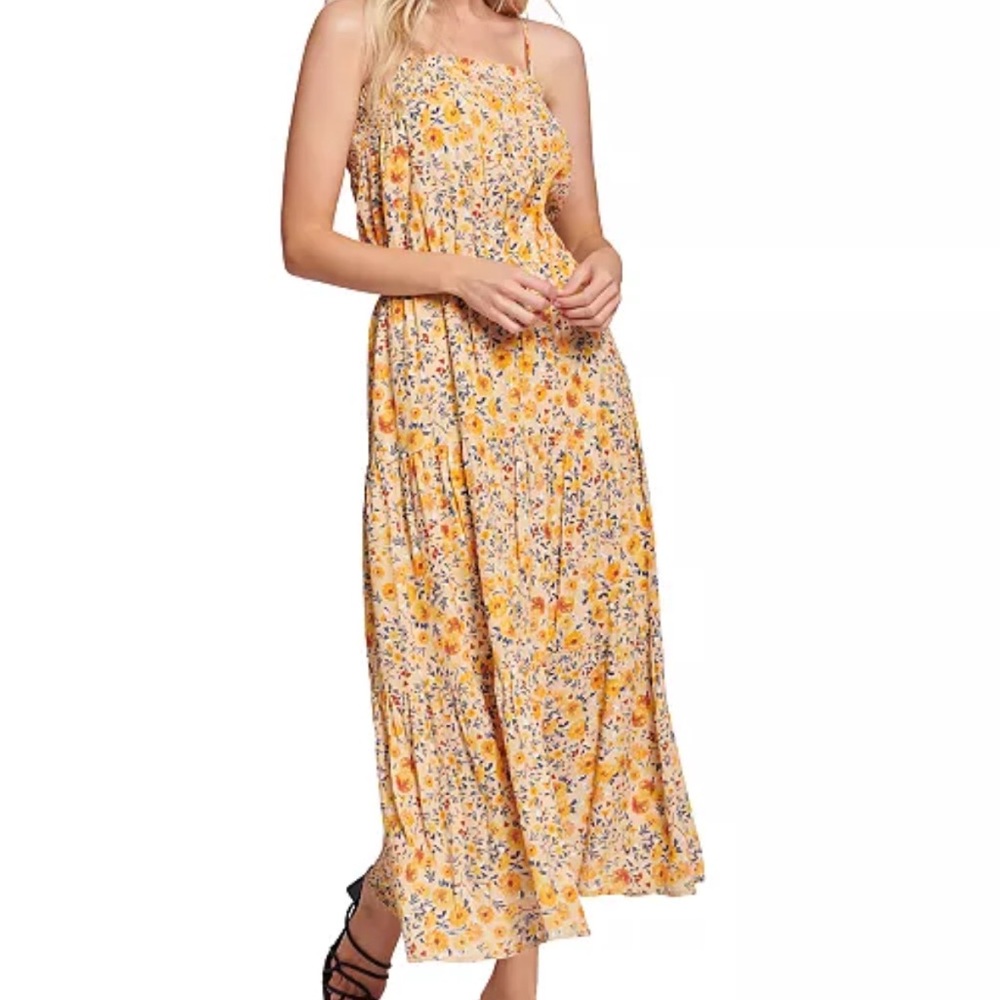 Lost + Wander Floral Yellow Maxi Dress